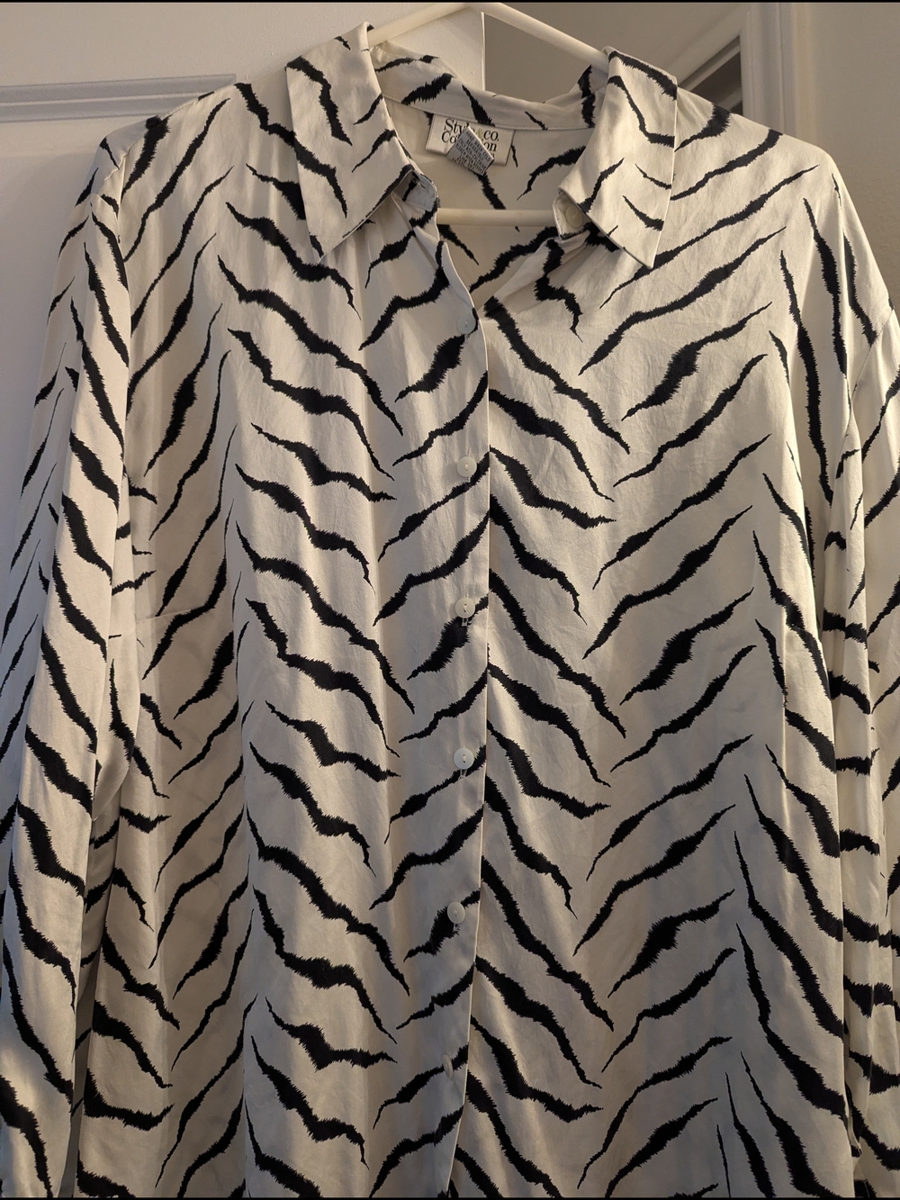 Style & Co. Black and White Zebra-Style Button Down Shirt